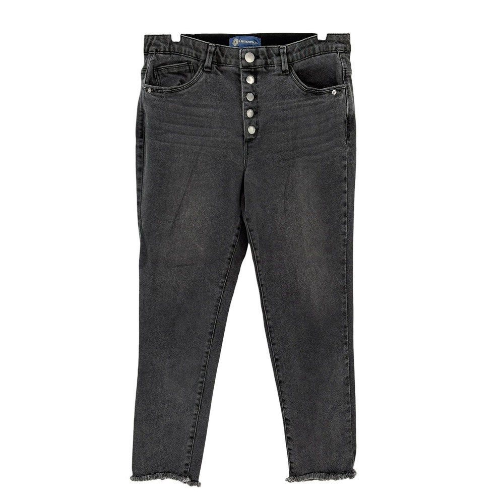 Democracy Ab-solution Jeans Black Button Fly Raw Hem‎ 12